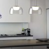 Lámpara WITTEN H130, colgante, metal, cristal