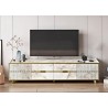 Mueble de TV ELOISE, bilaminado mármol blanco con detalles dorados