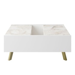 Mesa baja ELOISE, bilaminado mármol blanco, 89
