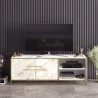 Mueble de TV SIENA, bilaminado mármol blanco con metal dorado