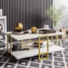 Mesa baja SIENA, bilaminado mármol blanco, con metal dorado 91