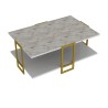 Mesa baja SIENA, bilaminado mármol blanco, con metal dorado 91