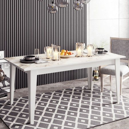 Mesa de comedor SIENA, bilaminado mármol blanco
