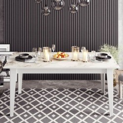 Mesa de comedor SIENA, bilaminado mármol blanco