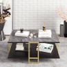 Mesa baja SIENA, bilaminado mármol negro, con metal dorado 91