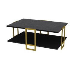 Mesa baja SIENA, bilaminado mármol negro, con metal dorado 91