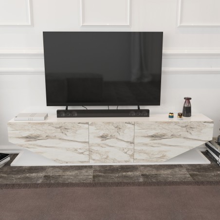 Mueble de TV VIOLET, bilaminado mármol blanco