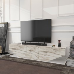 Mueble de TV VIOLET, bilaminado mármol blanco