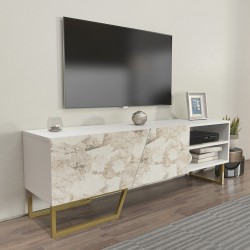 Mueble de TV MARCUS, bilaminado mármol blanco