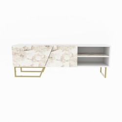 Mueble de TV MARCUS, bilaminado mármol blanco