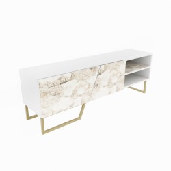 Mueble de TV MARCUS, bilaminado mármol blanco