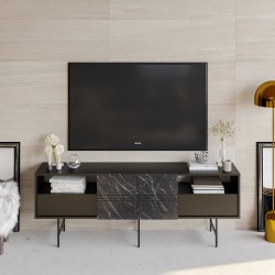 Mueble de TV SIMON, bilaminado mármol negro