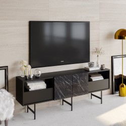 Mueble de TV SIMON, bilaminado mármol negro