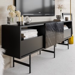 Mueble de TV SIMON, bilaminado mármol negro