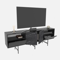 Mueble de TV SIMON, bilaminado mármol negro