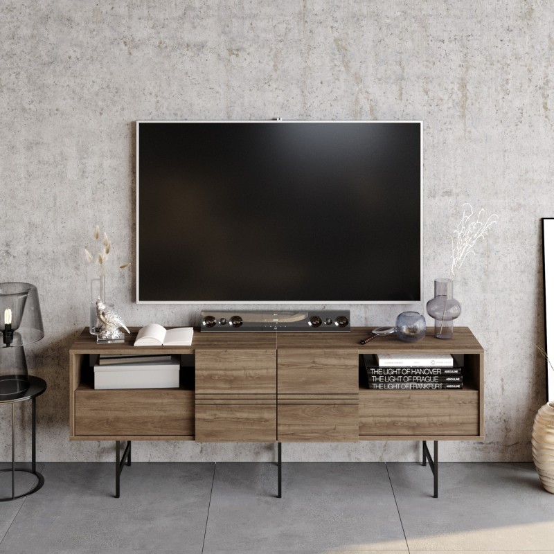 Mueble de TV SIMON, bilaminado nogal