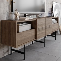 Mueble de TV SIMON, bilaminado nogal
