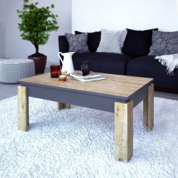 Mesa baja PHILIPPA, bilaminado roble con gris oscuro