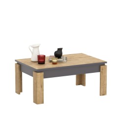 Mesa baja PHILIPPA, bilaminado roble con gris oscuro