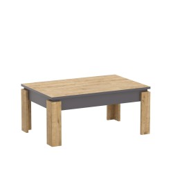 Mesa baja PHILIPPA, bilaminado roble con gris oscuro