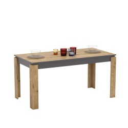Mesa de comedor PHILIPPA, bilaminado roble con gris oscuro