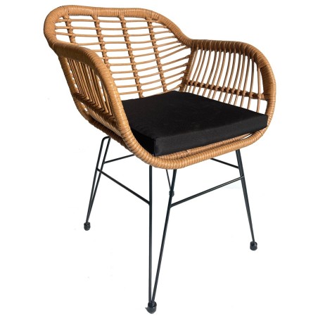 Sillón KUALA, metal, ratán beige
