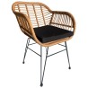 Sillón KUALA, metal, ratán beige