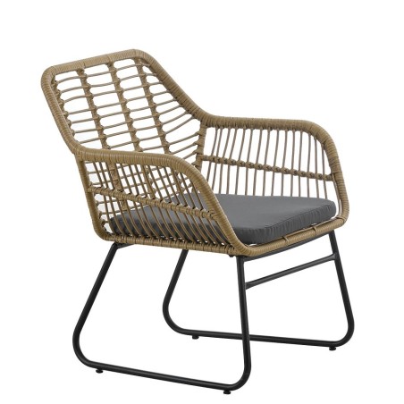 Sillón KROYA, metal, ratán beige