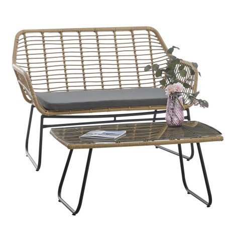 Sofá KROYA, metal, ratán beige