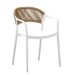 Sillón IBIZA, apilable, tratamiento anti UV, polipropileno blanco