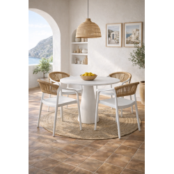 Sillón IBIZA, apilable, tratamiento anti UV, polipropileno blanco