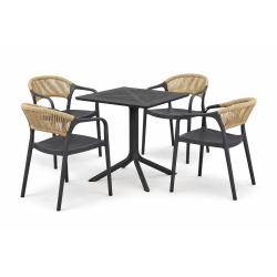 Sillón IBIZA, apilable, tratamiento anti UV, polipropileno gris oscuro