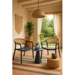 Sillón IBIZA, apilable, tratamiento anti UV, polipropileno gris oscuro