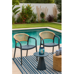 Sillón IBIZA, apilable, tratamiento anti UV, polipropileno gris oscuro