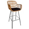 Taburete JAMBI, metal, ratán beige