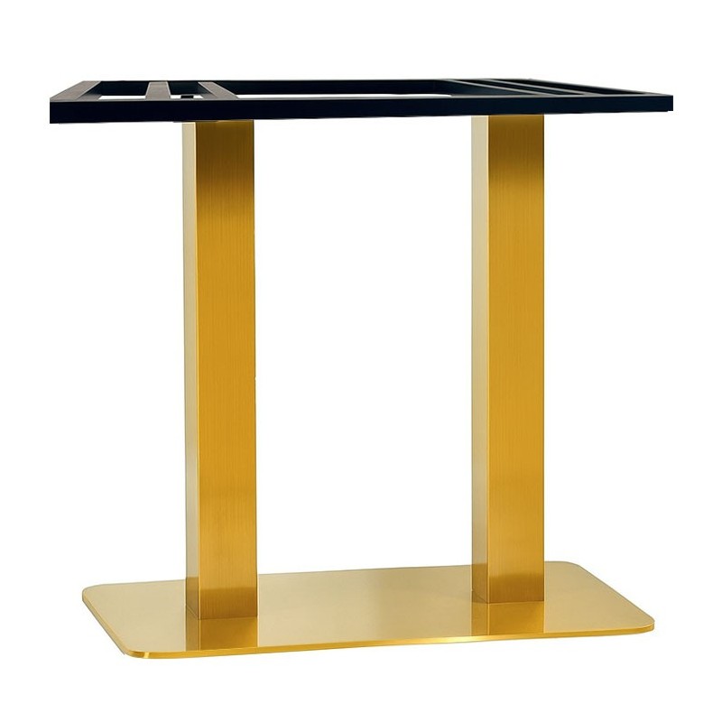 Base de mesa TROCADERO RT72DO, acero inoxidable, dorada, base de acero de 8 mm. 70 x 40 cms