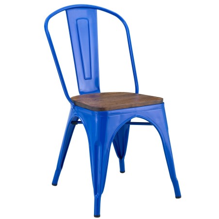 Silla TOL EK WOOD, acero, azul