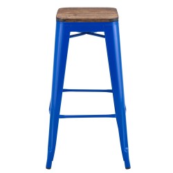 Taburete TOL EK WOOD, acero, azul