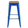 Taburete TOL EK WOOD, acero, azul