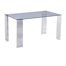 Mesa BETSY, acero inoxidable, cristal templado