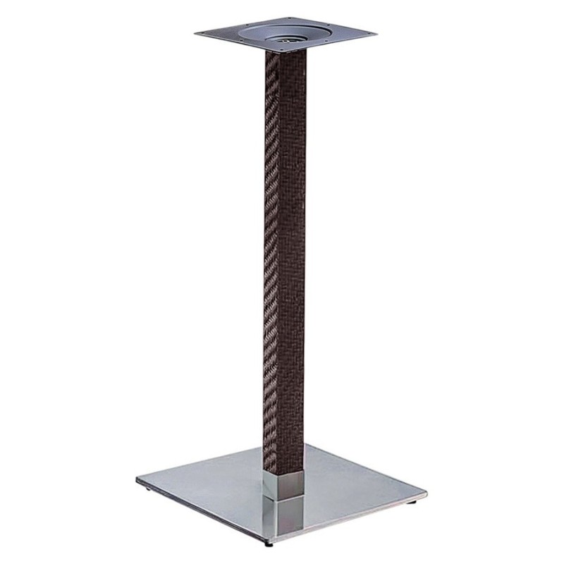 Base de mesa OLBY 110, alta, columna revestida, base de acero de 8 mm. 45 x 45 cm