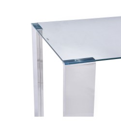 Mesa BETSY, acero inoxidable, cristal templado