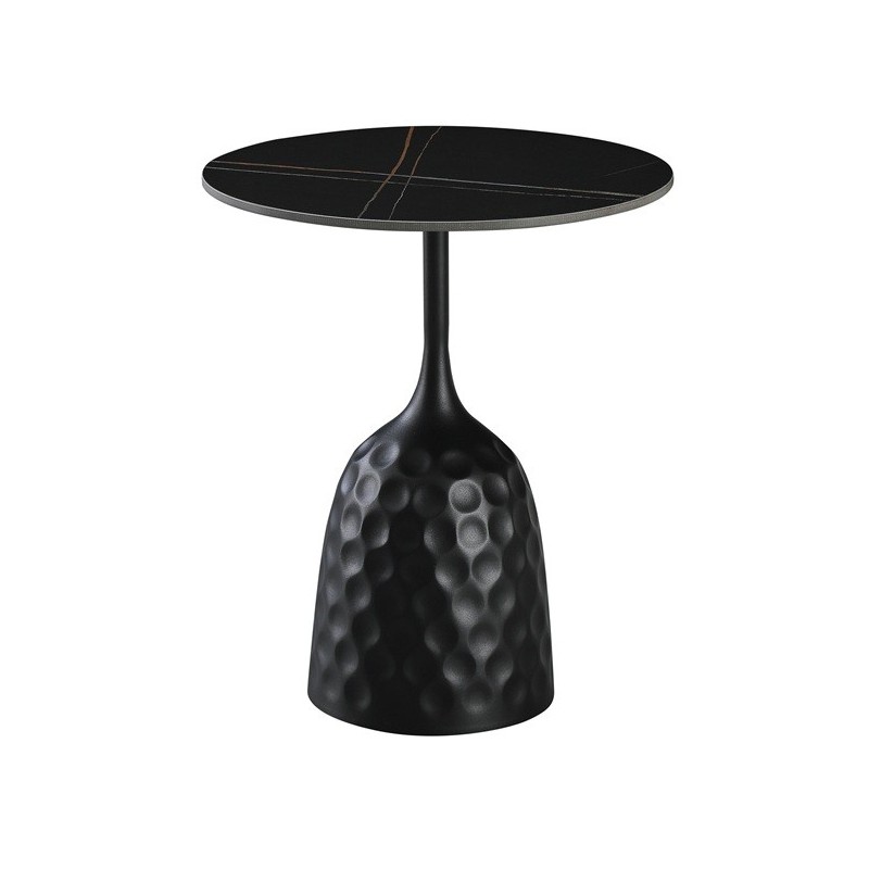 Mesa CAVEZZO, baja, negra, tapa cerámica mármol negro