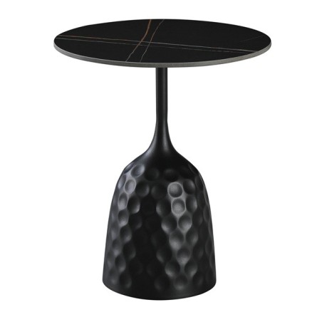 Mesa CAVEZZO, baja, negra, tapa cerámica mármol negro