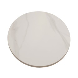 Mesa CAVEZZO, baja, blanca, tapa cerámica mármol blanco