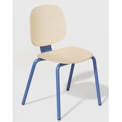 Silla COLMAR, apilable, azul, contrachapado revestido con HPL
