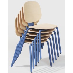 Silla COLMAR, apilable, azul, contrachapado revestido con HPL