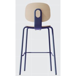 Taburete COLMAR, apilable, azul, contrachapado revestido con HPL