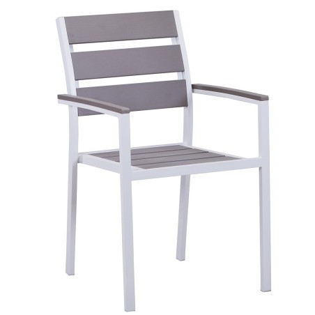 Sillón GARIBALDI, apilable, metal blanco