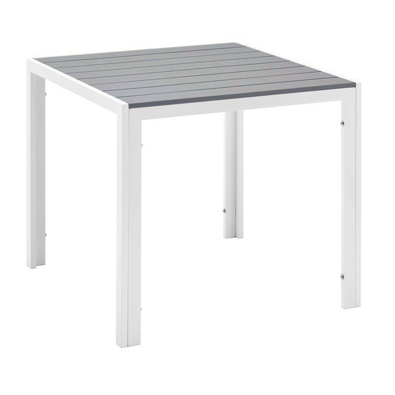 Mesa GARIBALDI, metal blanco, tablero polywood gris
